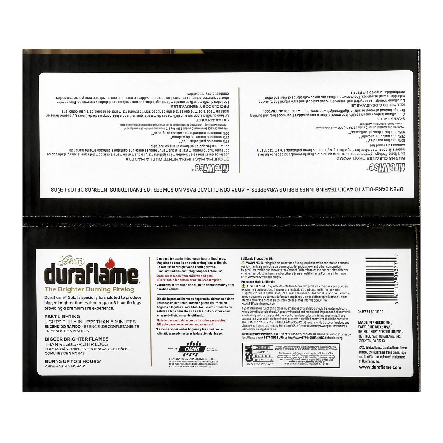 Duraflame Gold Ultra Premium 4.5Lb Firelogs, 6-Pack Case, 3 Hour Burn - Fresh Stock Dated January 2026