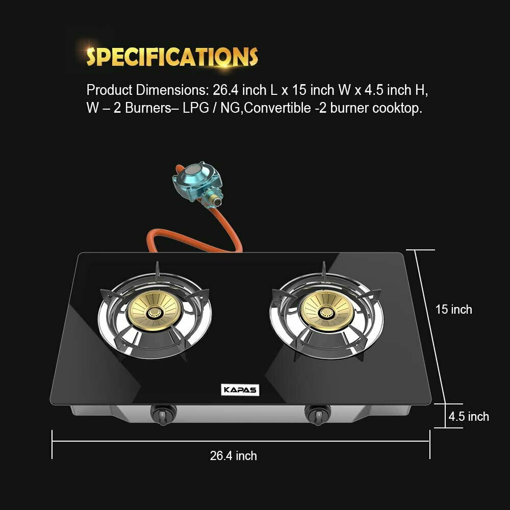 Kapas Outdoor&Indoor Portable Propane Stove, Countertop Double Burners With Hose - Fresh Stock Dated February 2026