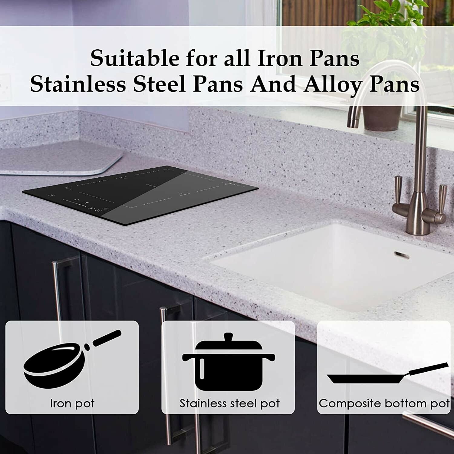 SINGLEHOMIE 12 Inch Double Induction Cooktop 2 Boost Burner, Built-in Electric - Fresh Stock Dated February 2026