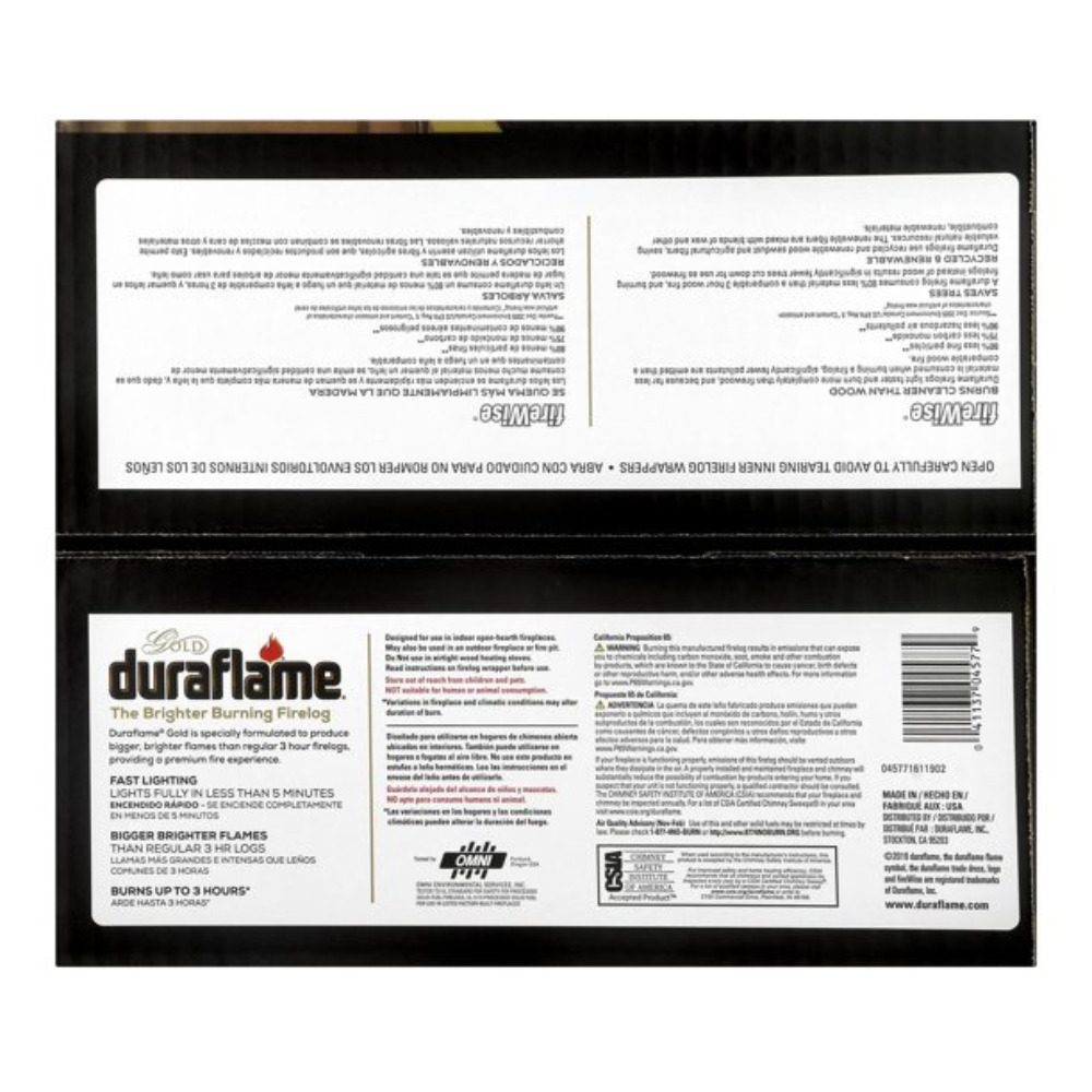 Duraflame Fire Logs 6 Pack - 4.5lb Bright Burning 3 Hour Burn Time Fast Lighting - Fresh Stock Dated January 2026