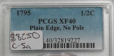 1795 C-5a PCGS XF 40 Plain Edge, No Pole Liberty Cap Half Cent Coin 1/2c - Fresh Stock Dated December 2025