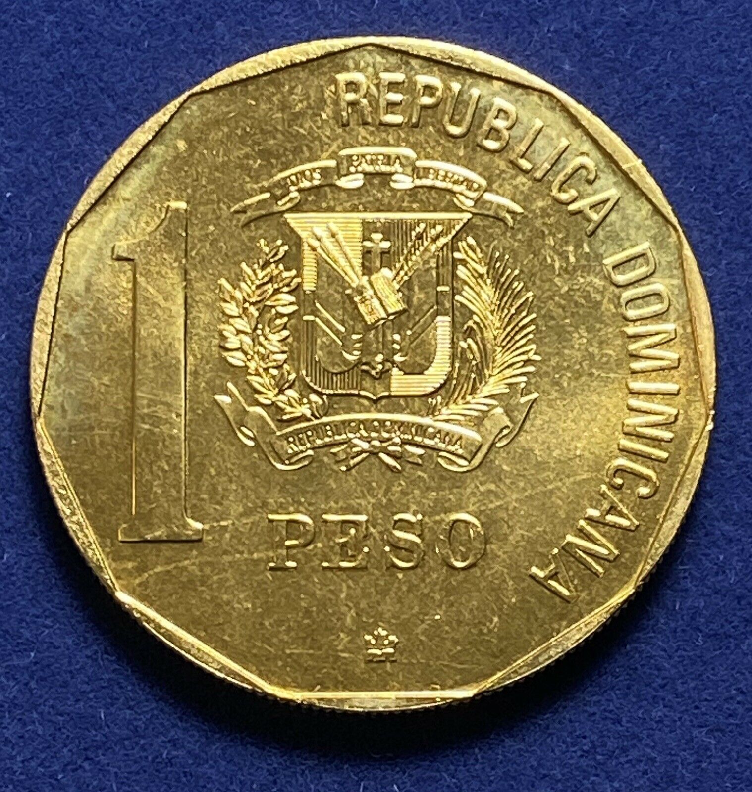 DOMINICAN REPUBLIC 1 Peso 1989  Discovery and Evangelization Gold Plated - Fresh Stock Dated December 2025