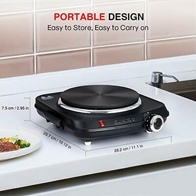 1500W Hot Plates for Cooking, Electric Single Burner with Handles, 6 Black - Fresh Stock Dated February 2026