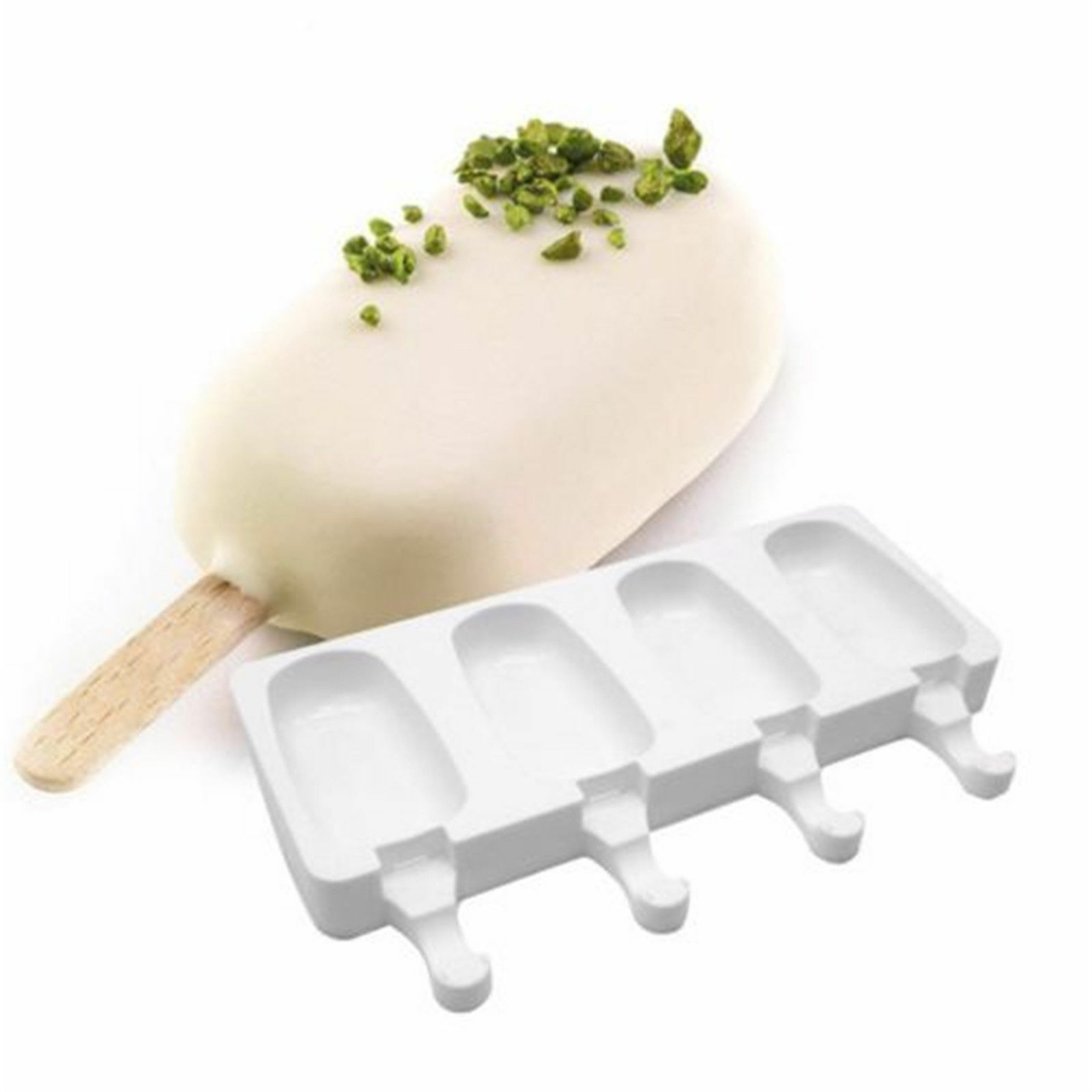 4 Cell Silicone Popsicle Mold 4 Cavity Frozen Ice Cream Mould Pop Lollipop Tray - Fresh Stock Dated January 2026