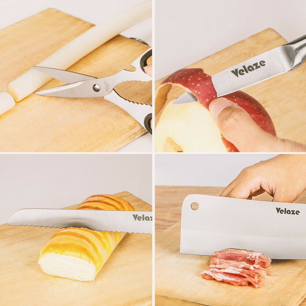 Velaze 8-Pieces Stainless Steel Knife Set Chef Cutlery Kitchen Knives Knife Set - Fresh Stock Dated February 2026