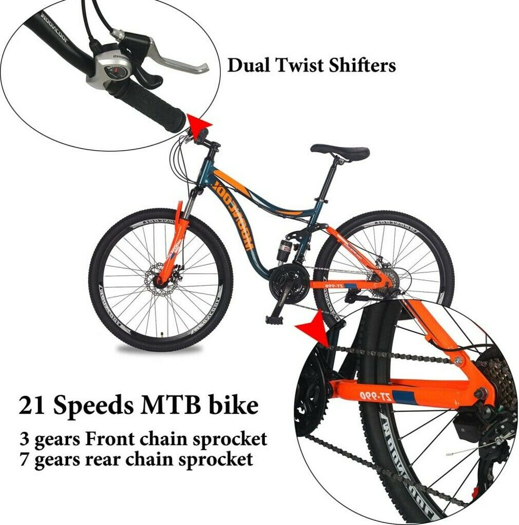 Mountain Bike 21Speeds 26” Twist Shifters & Derailleur Suspension Fork MTB Bike - Fresh Stock Dated January 2026