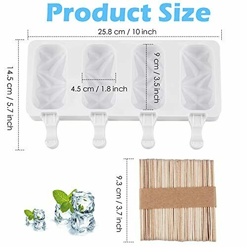 Silicone Popsicle Molds 2 Pack 4 Cavity Diamond Oval Silicone Ice Pop Molds w... - Fresh Stock Dated February 2026