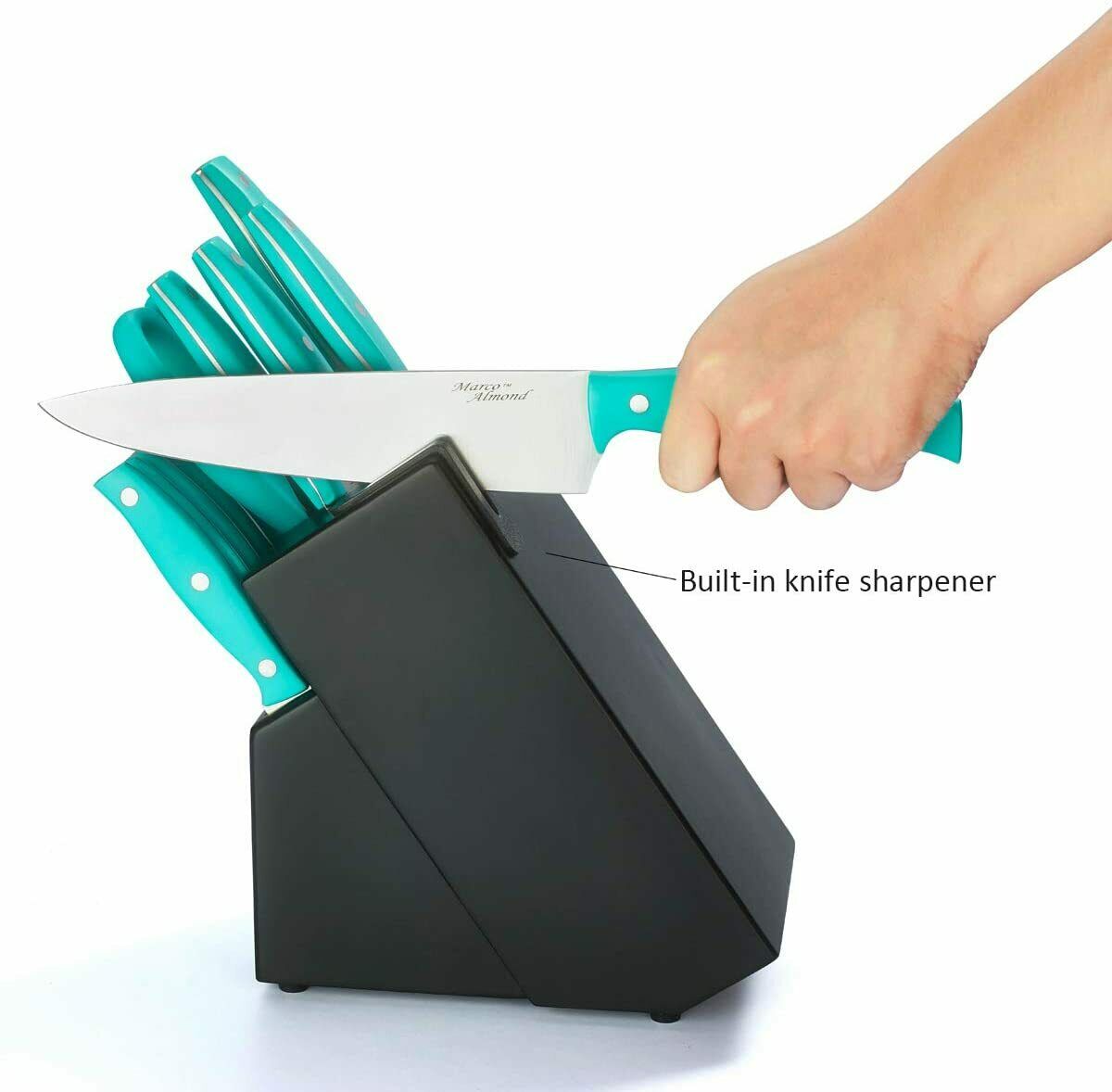 14PCS Stainless Steel Kitchen Knives Cutlery Set with Block Built-in Sharpener - Fresh Stock Dated January 2026