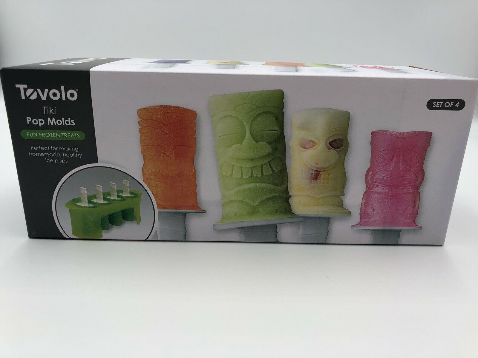 Tovolo Tiki Ice Pop Molds Set of 4 Frozen Treats Maker New Homemade Healthy - Fresh Stock Dated February 2026