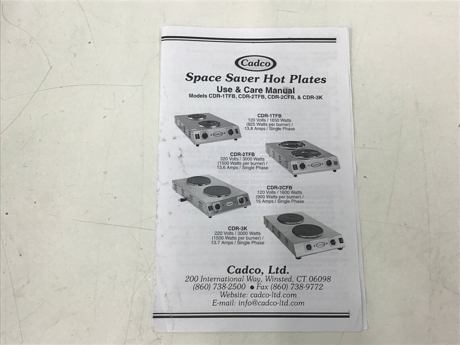 CADCO CDR - 2TFB Front-to-Back Two Burner Portable Hot Plate - Fresh Stock Dated February 2026