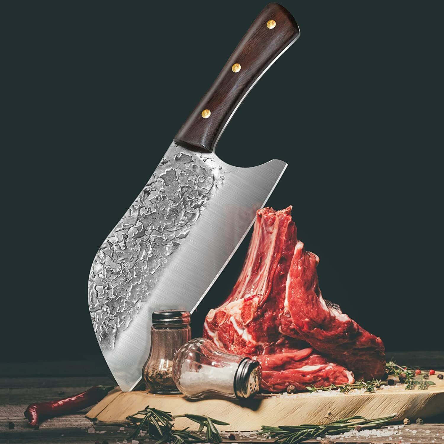 Serbian Butcher Knife Hand Forged Kitchen Chef Knife Meat Cleaver Chopping Knife - Fresh Stock Dated February 2026