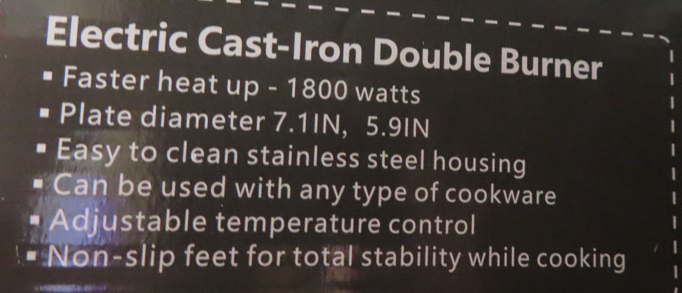 GIVENEU ELECTRIC DOUBLE BURNER HOT PLATE FOR COOKING 1800W PORTABLE ELECTRIC - Fresh Stock Dated February 2026