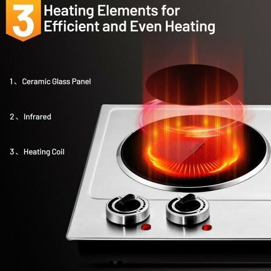 1800W Stainless Steel Infrared Cooktop w/Non-slipping Feet & Adjustable Temperat - Fresh Stock Dated February 2026