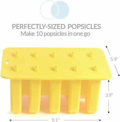 Silicone Popsicle Molds BPA Free Set of 10 Ice Pop Maker with 50 Popsicle Sticks - Fresh Stock Dated February 2026