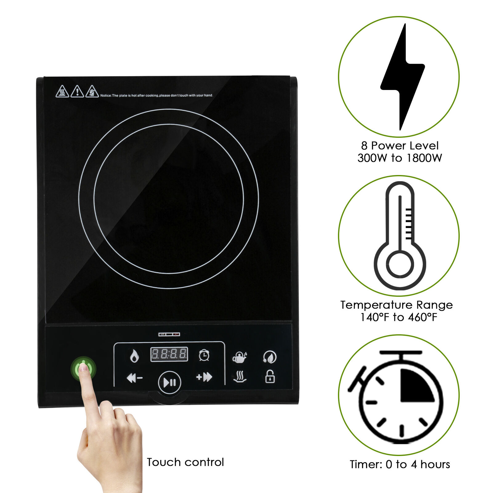 Electric Single Induction Cooker Portable Cooktop Burner 1800W Digital Hot Plate - Fresh Stock Dated February 2026