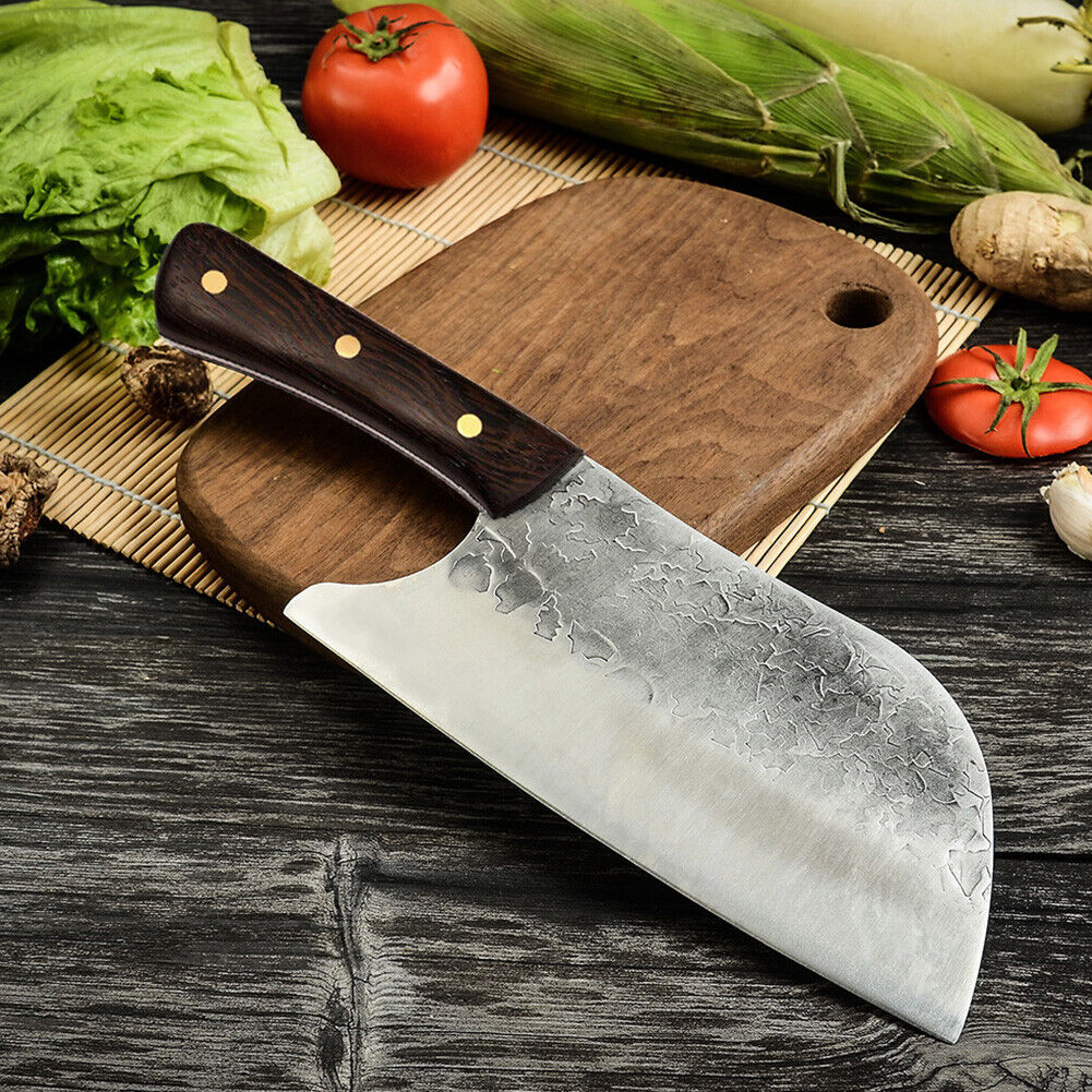Serbian Butcher Knife Hand Forged Kitchen Chef Knife Meat Cleaver Chopping Knife - Fresh Stock Dated February 2026