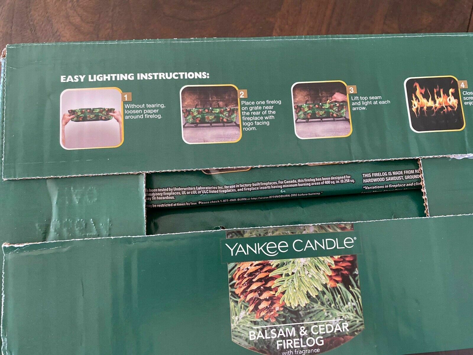 4 Pack Fire logs Yankee Candle Pine Mountain Balsam Cedar Fireplace Wood Burning - Fresh Stock Dated December 2025