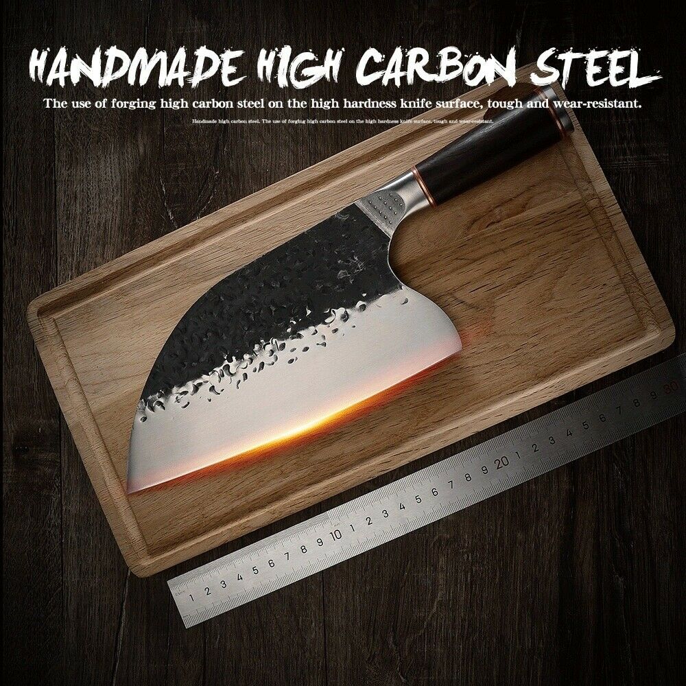 Professional Kitchen Butcher Knife Stainless Steel Ebony Wood Handle Sharp Blade - Fresh Stock Dated January 2026