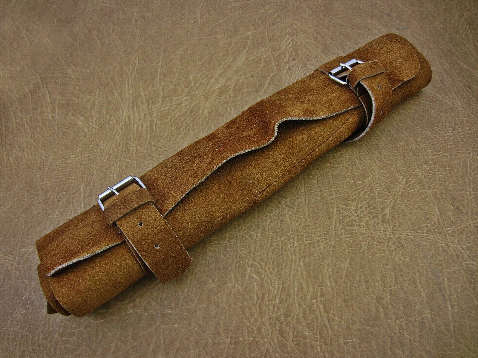 5 piece Kitchen knife set, 2 tone Jigged scale, Suede Roll bag - Fresh Stock Dated February 2026