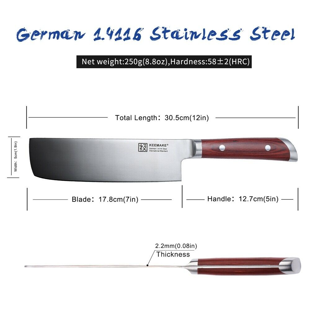 7'' Nakiri Knife Kitchen Chef's Knife German stainless Steel Meat  Slicing Tool - Fresh Stock Dated January 2026