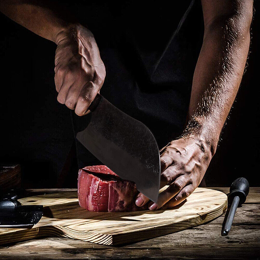 Serbian Butcher Knife Hand Forged Kitchen Chef Knife Meat Cleaver Chopping Knife - Fresh Stock Dated February 2026