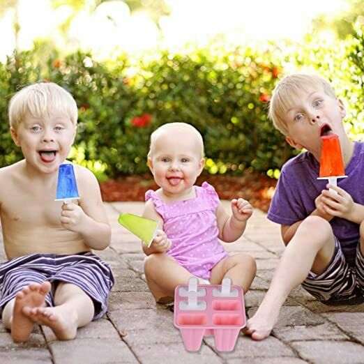 Popsicle Molds, 6 pcs Silicone Ice Pop Molds, Reusable Ice Pop Maker, Pink - Fresh Stock Dated February 2026