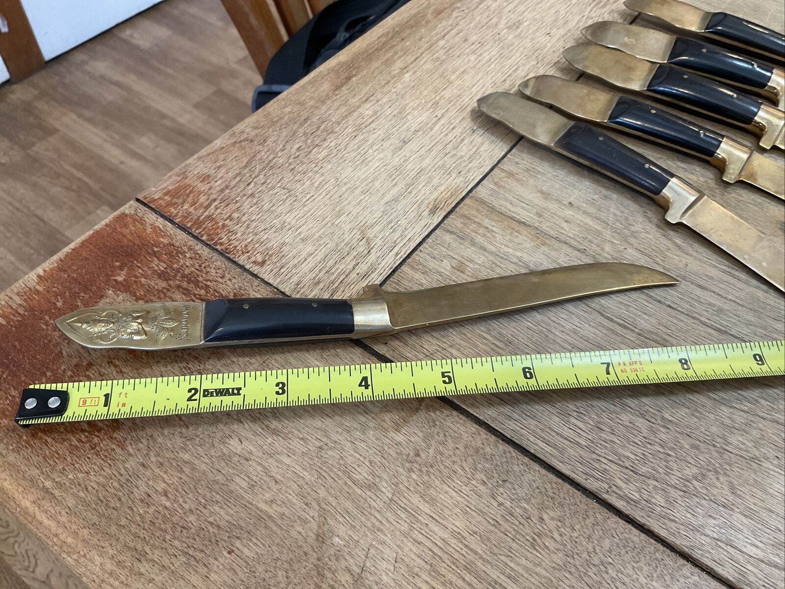 6 S. Thailand Dinner Knives Goldtone Black Handles - Fresh Stock Dated February 2026