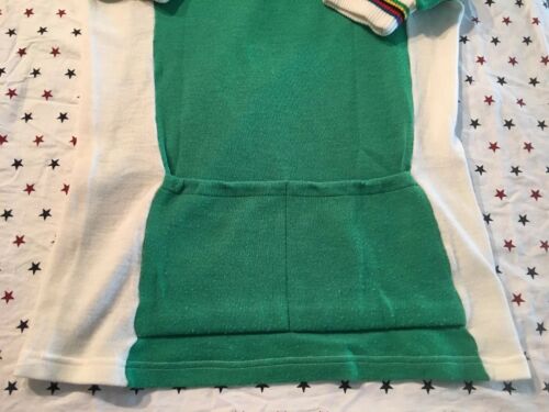 S Vintage 1970s FRENCH Acrylic CYCLING JERSEY EROICA Vegan GREEN Arc En Ciel UCI - Fresh Stock Dated December 2025