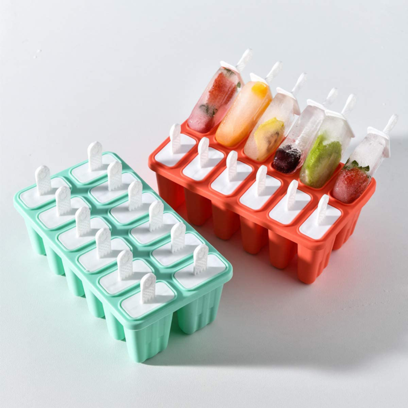 2 Pack Popsicle Molds 12 Cavities DIY Reusable Silicone Ice Pop Molds Easy Relea - Fresh Stock Dated February 2026