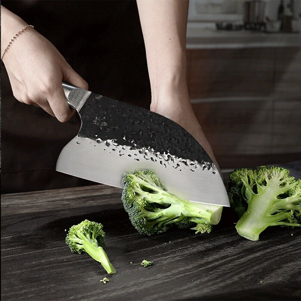 Professional Kitchen Butcher Knife Stainless Steel Ebony Wood Handle Sharp Blade - Fresh Stock Dated January 2026
