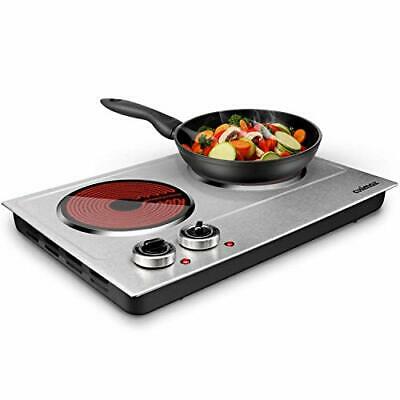 1800W Ceramic Electric Hot Plate for Cooking, Dual Infrared Double Burners - Fresh Stock Dated January 2026