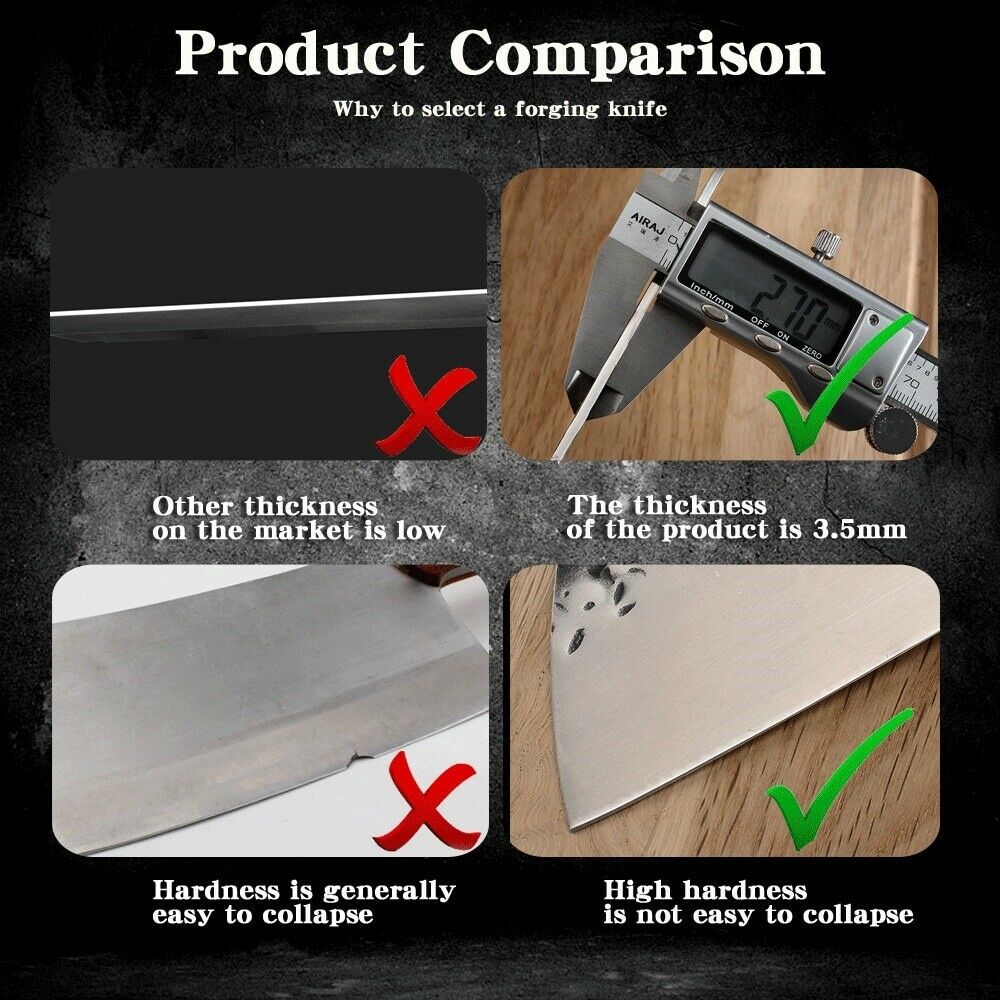 Professional Kitchen Butcher Knife Stainless Steel Ebony Wood Handle Sharp Blade - Fresh Stock Dated January 2026