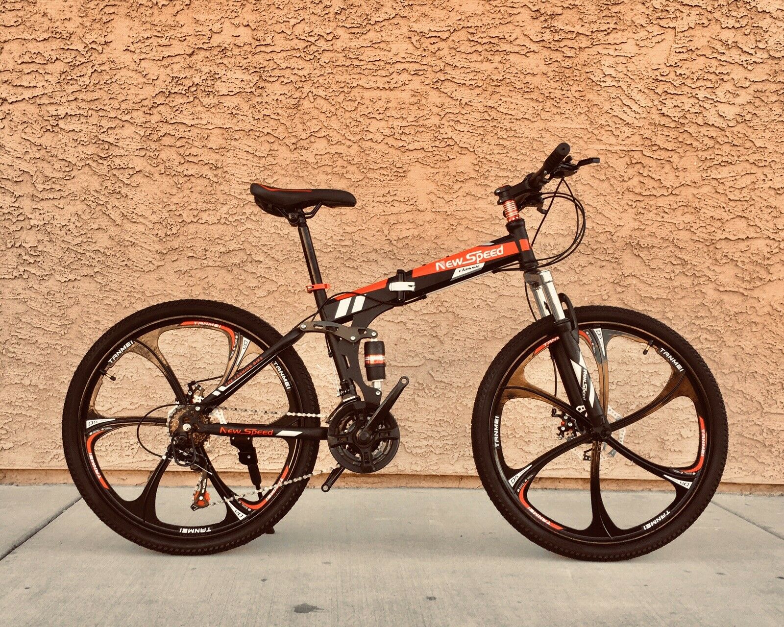 NEW FOLDING MOUNTAIN BIKE MTB 21 SPEED FULL SUSPENSION 26x17 - AUTHENTIC! - Fresh Stock Dated January 2026