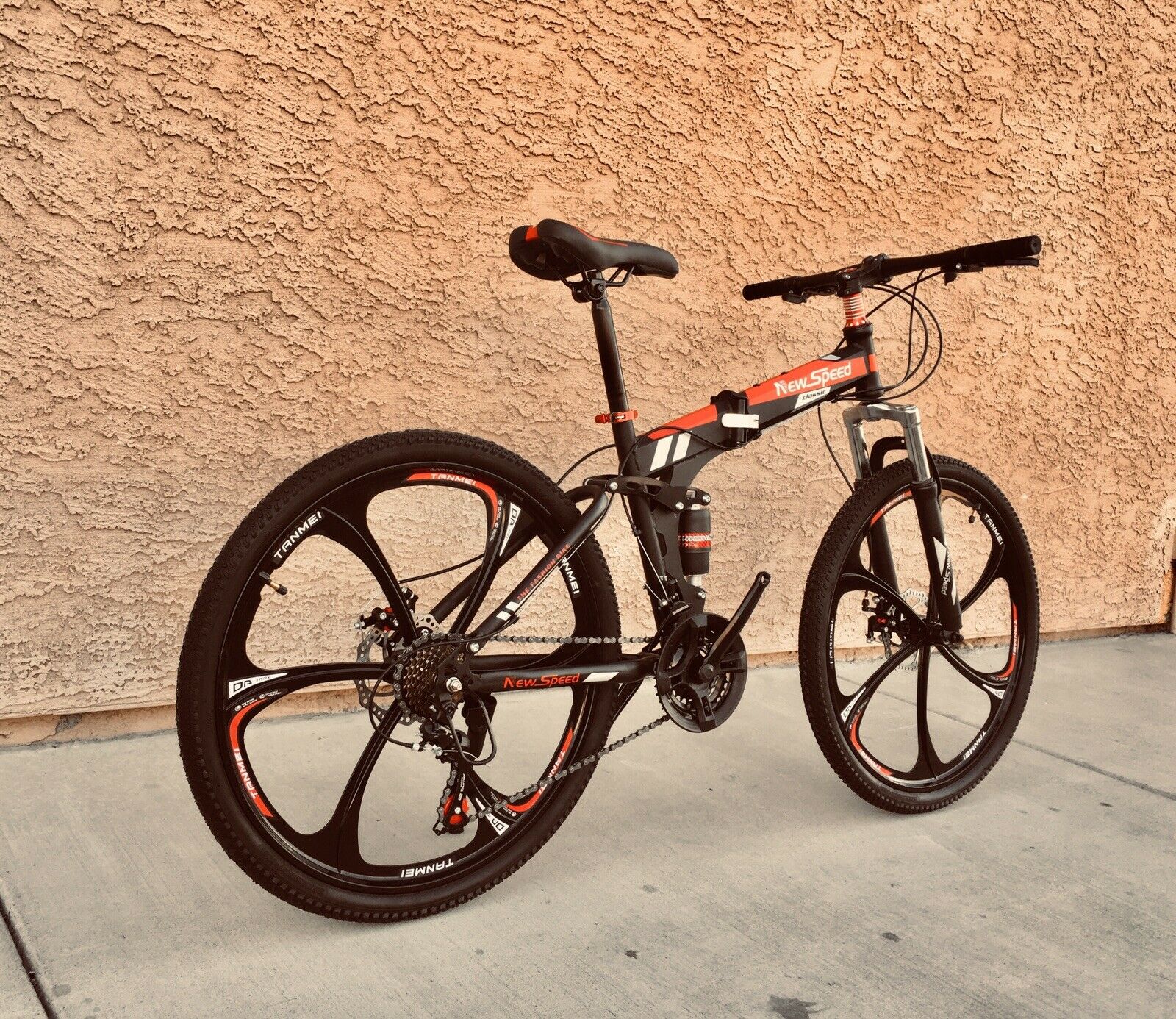 NEW FOLDING MOUNTAIN BIKE MTB 21 SPEED FULL SUSPENSION 26x17 - AUTHENTIC! - Fresh Stock Dated January 2026