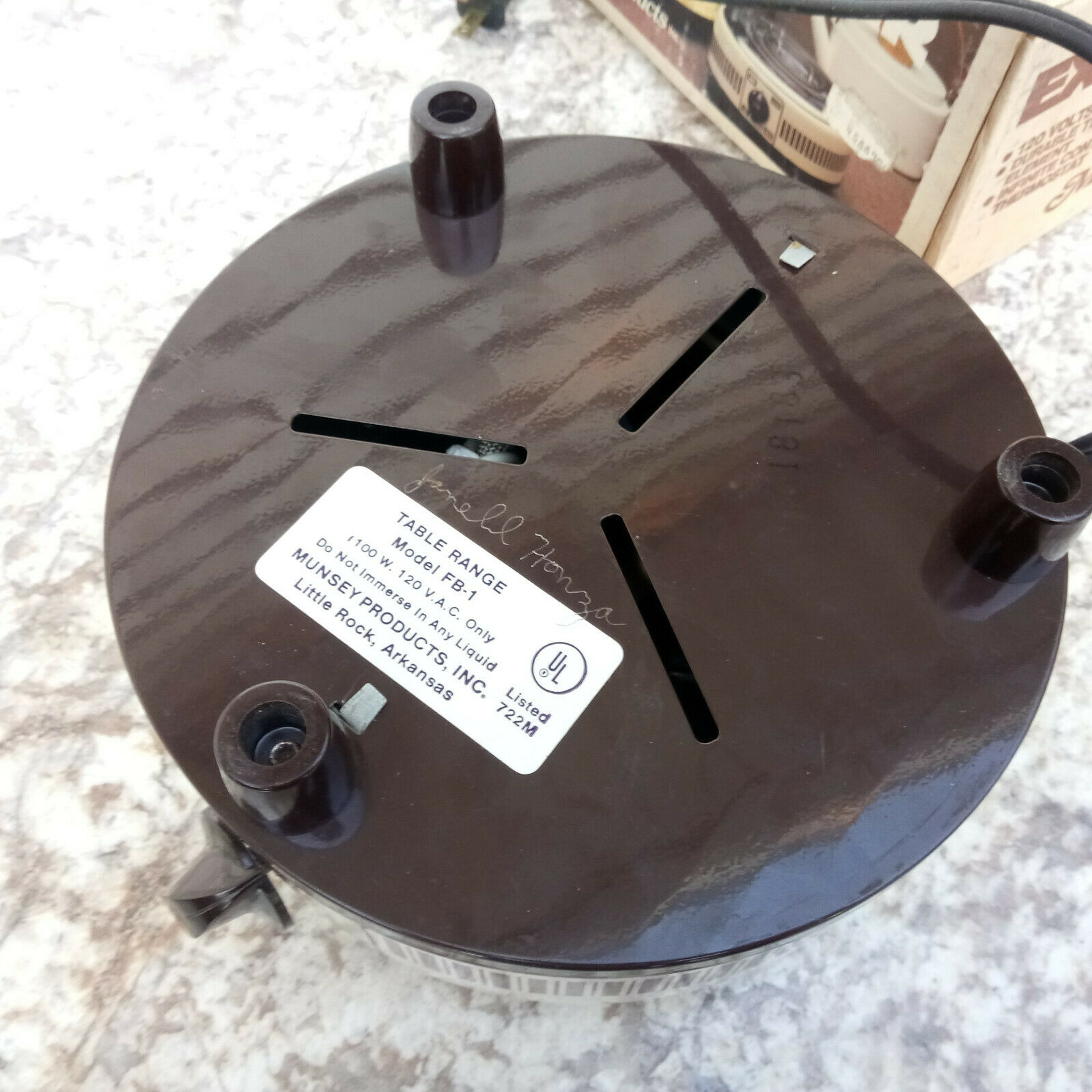 Vintage Munsey Model FB-1 Extra Burner Hot Plate 1100 Watts 120V US Made + Box - Fresh Stock Dated February 2026