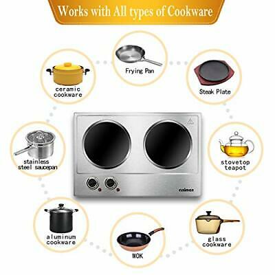 1800W Ceramic Electric Hot Plate for Cooking, Dual Infrared Double Burners - Fresh Stock Dated January 2026