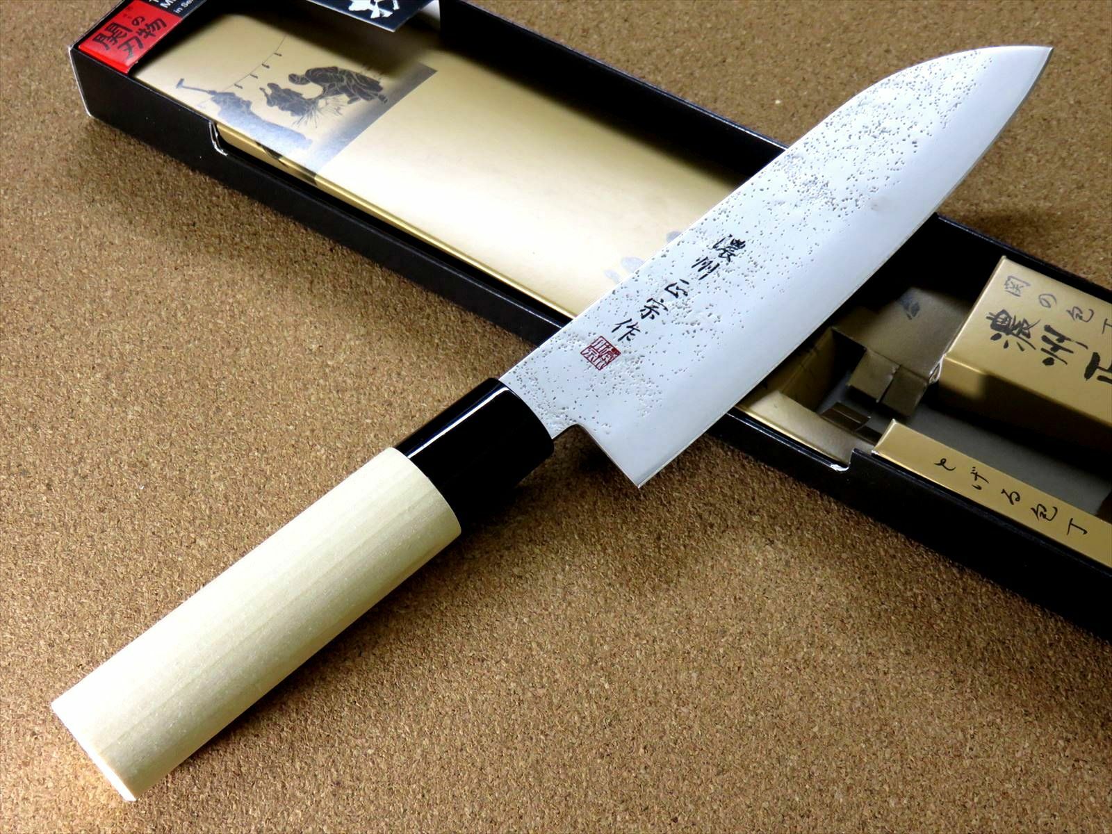 Japanese Masamune Kitchen Santoku Knife 170mm 7 inch Nashiji blade SEKI JAPAN - Fresh Stock Dated January 2026