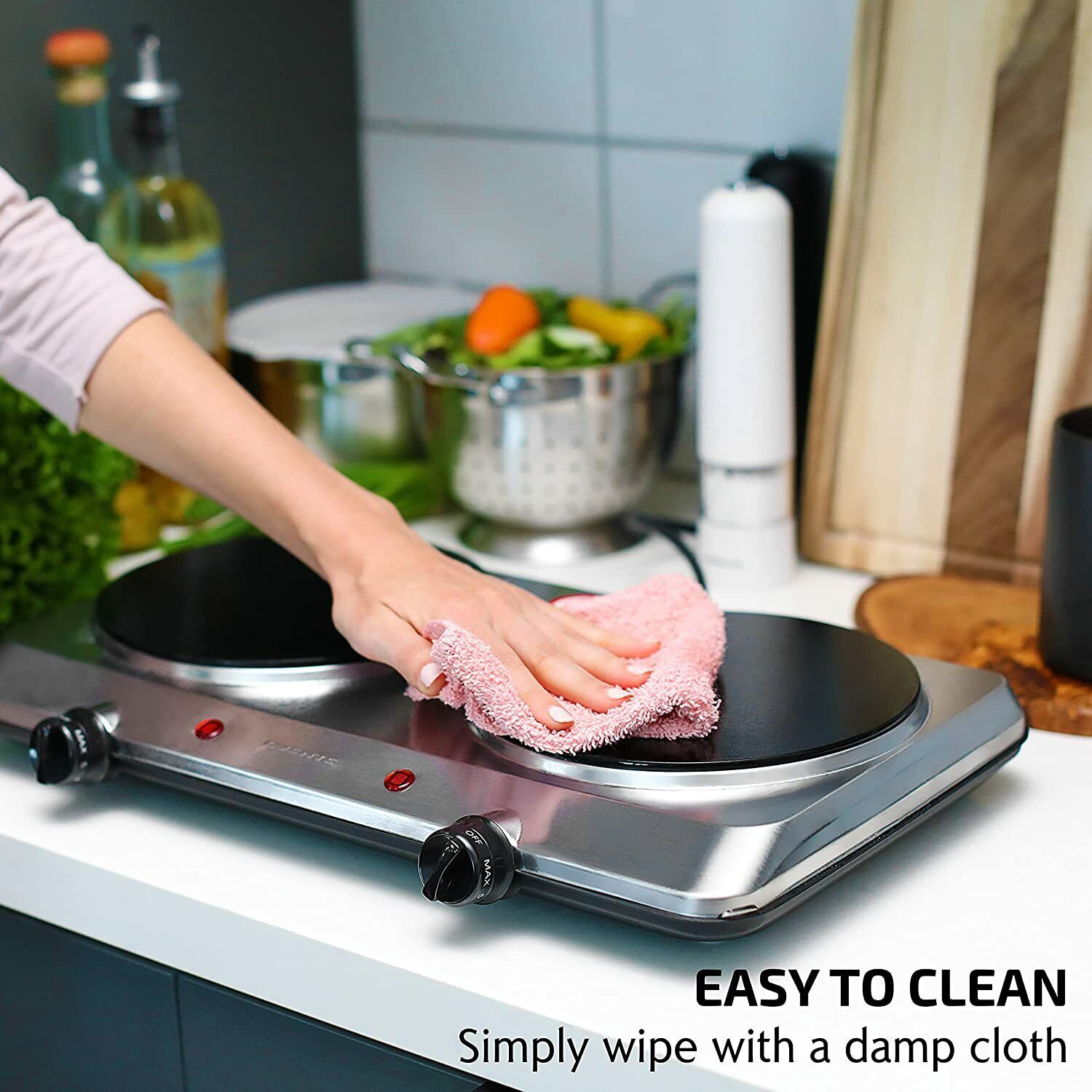 Estufa Cocina Electrica De 2 Hornillas Portatil Elegante y Potente! - Fresh Stock Dated February 2026