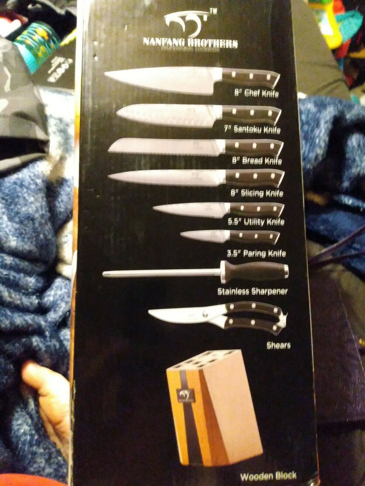 Nanfang Brothers Professional Cookware Damascus Steel Kitchen Knife Set 9 Pcs - Fresh Stock Dated January 2026