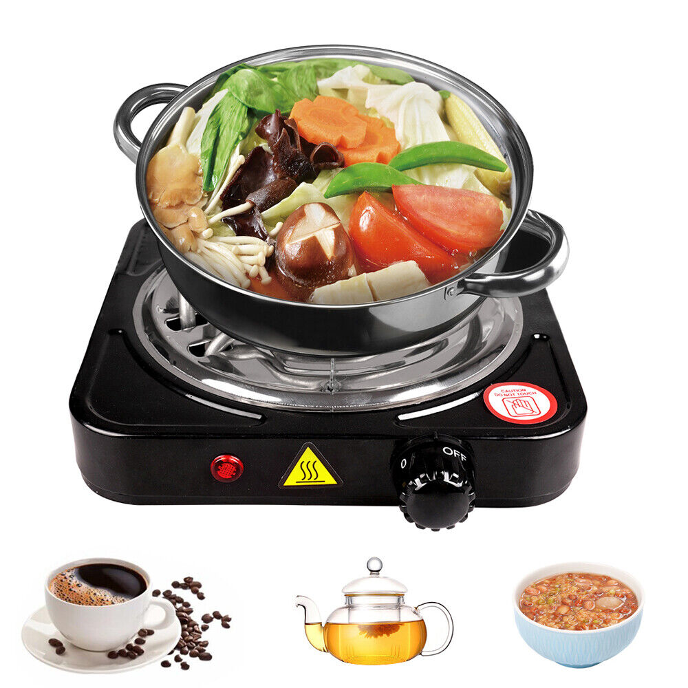 Electric Single Burner Stove Cooker Hot Plate 1000W 5 Level Temperature Control - Fresh Stock Dated February 2026