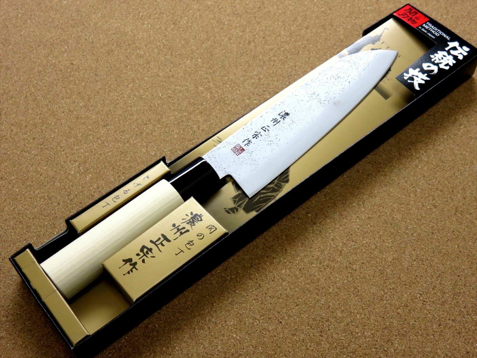 Japanese Masamune Kitchen Santoku Knife 170mm 7 inch Nashiji blade SEKI JAPAN - Fresh Stock Dated January 2026