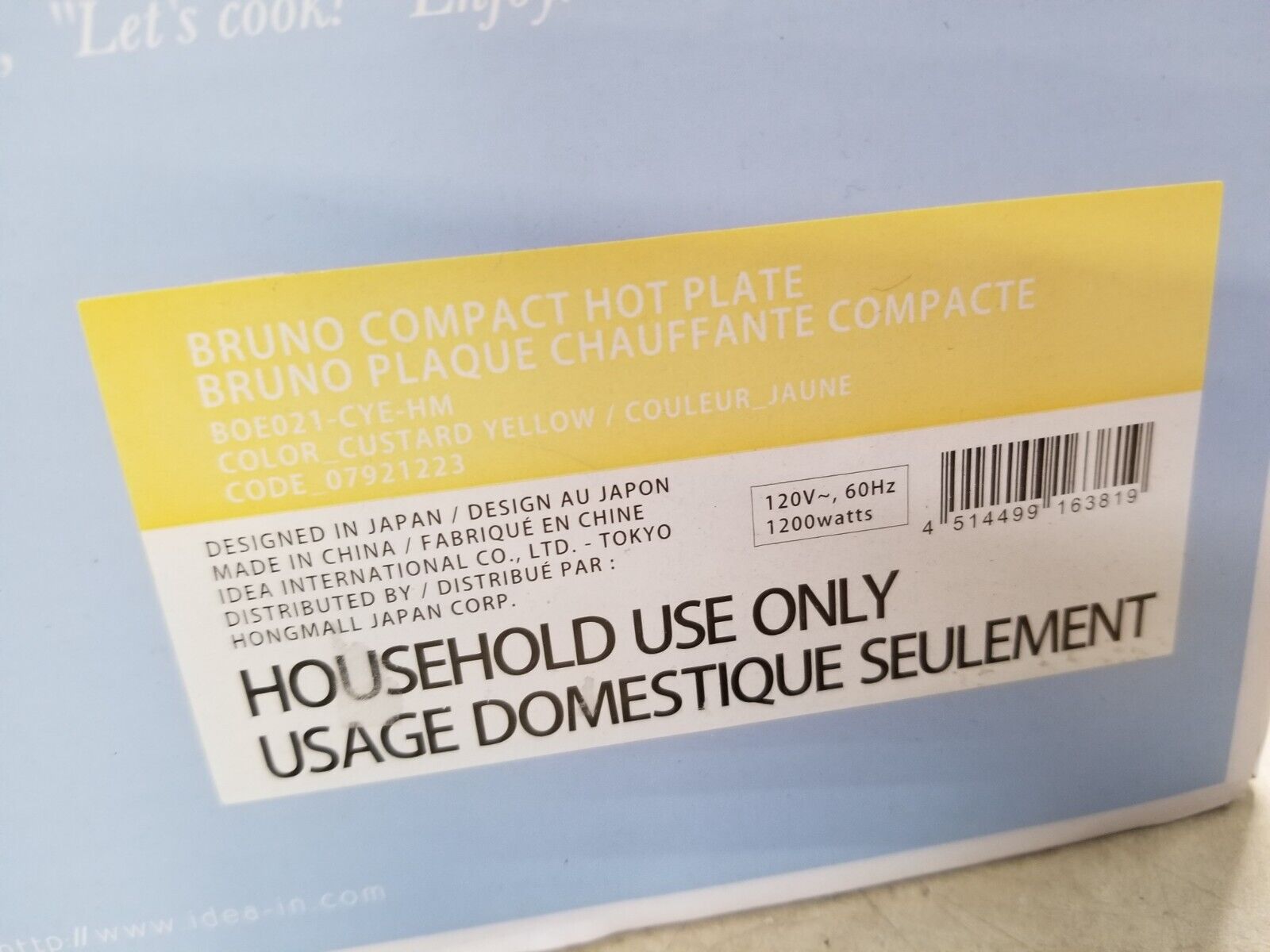 Bruno Multifunctional Electric Compact Hot Plate Indoor Grill Electric - Yellow - Fresh Stock Dated February 2026