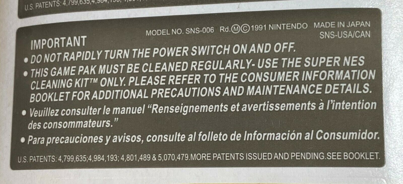 3 X SNES Back Labels Replacement  for Game Cartridge  Precut  Super Nintendo !!! - Fresh Stock Dated December 2025