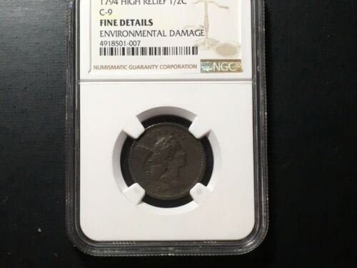 1794 Half Cent High Relief C-9 R 2 Fine Details NGC - Fresh Stock Dated December 2025