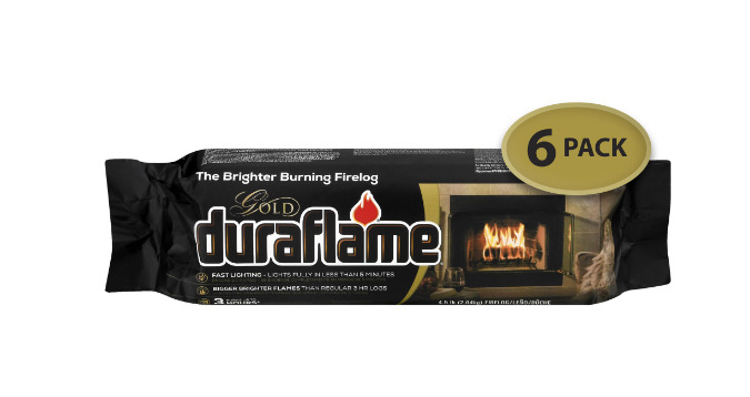 Duraflame Fire Logs 6 Pack - 4.5lb Bright Burning 3 Hour Burn Time Fast Lighting - Fresh Stock Dated January 2026