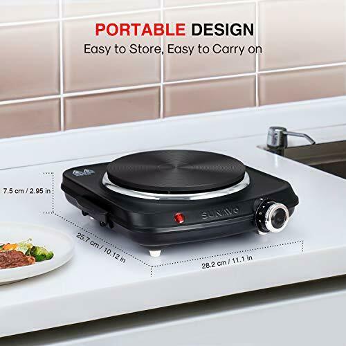 SUNAVO 1500W Hot Plates for Cooking, Electric Single Burner with Handles, 6 Powe - Fresh Stock Dated February 2026