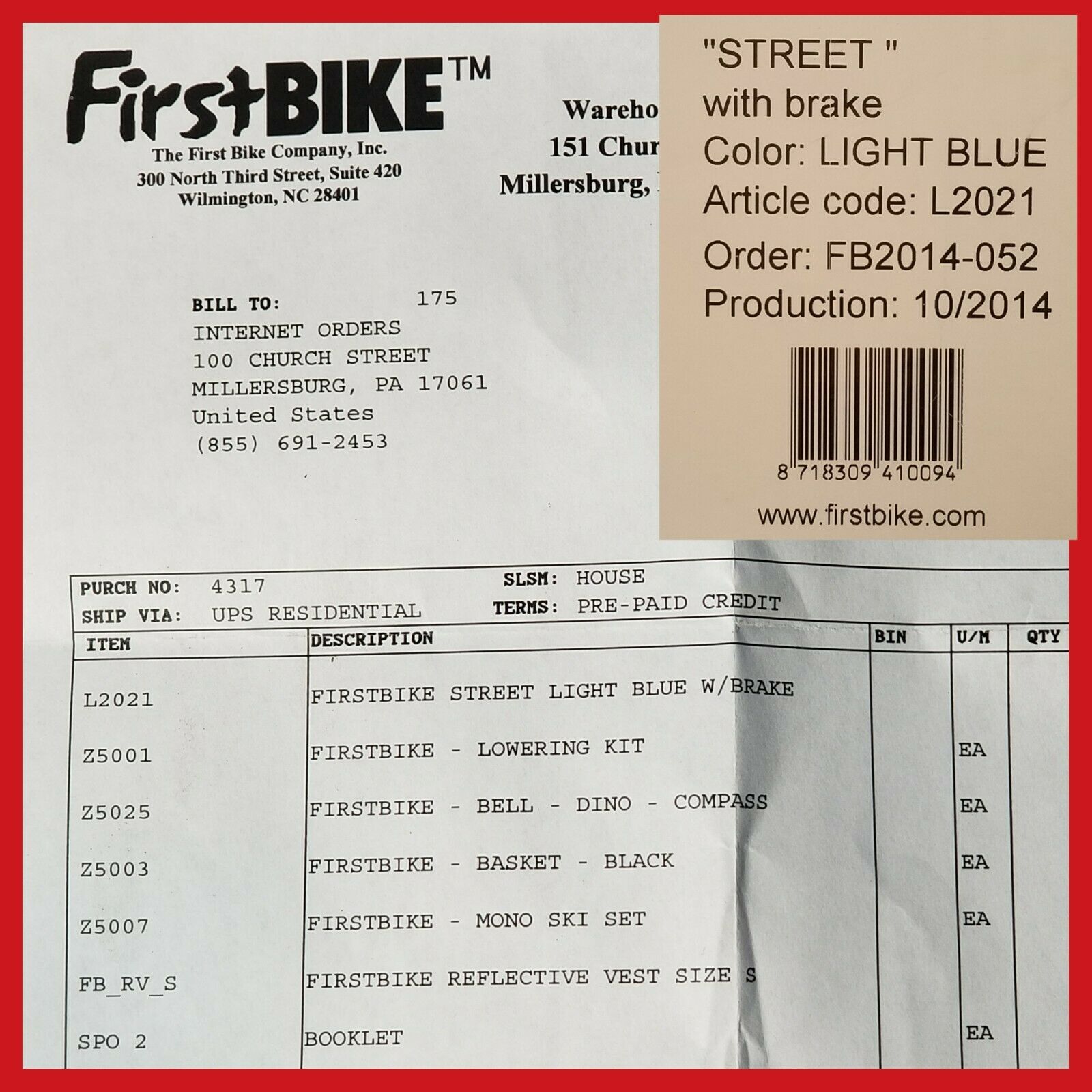 FIRSTBIKE Balance BIKE Blue STREET L2021 w/ Brake LOWERING KIT Box MONO SKI SET - Fresh Stock Dated December 2025