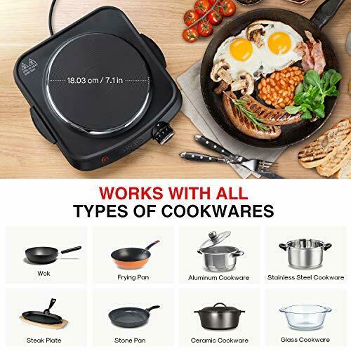 SUNAVO 1500W Hot Plates for Cooking, Electric Single Burner with Handles, 6 Powe - Fresh Stock Dated February 2026