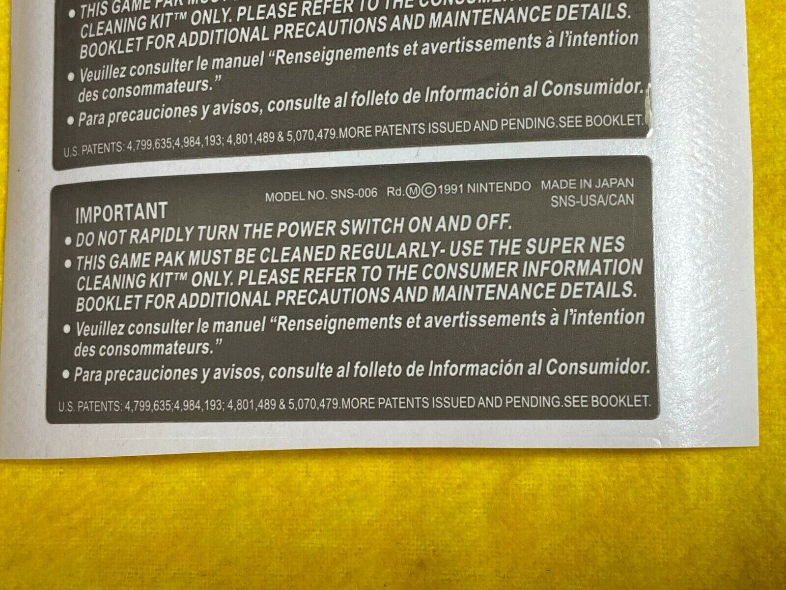 3 X SNES Back Labels Replacement  for Game Cartridge  Precut  Super Nintendo !!! - Fresh Stock Dated December 2025