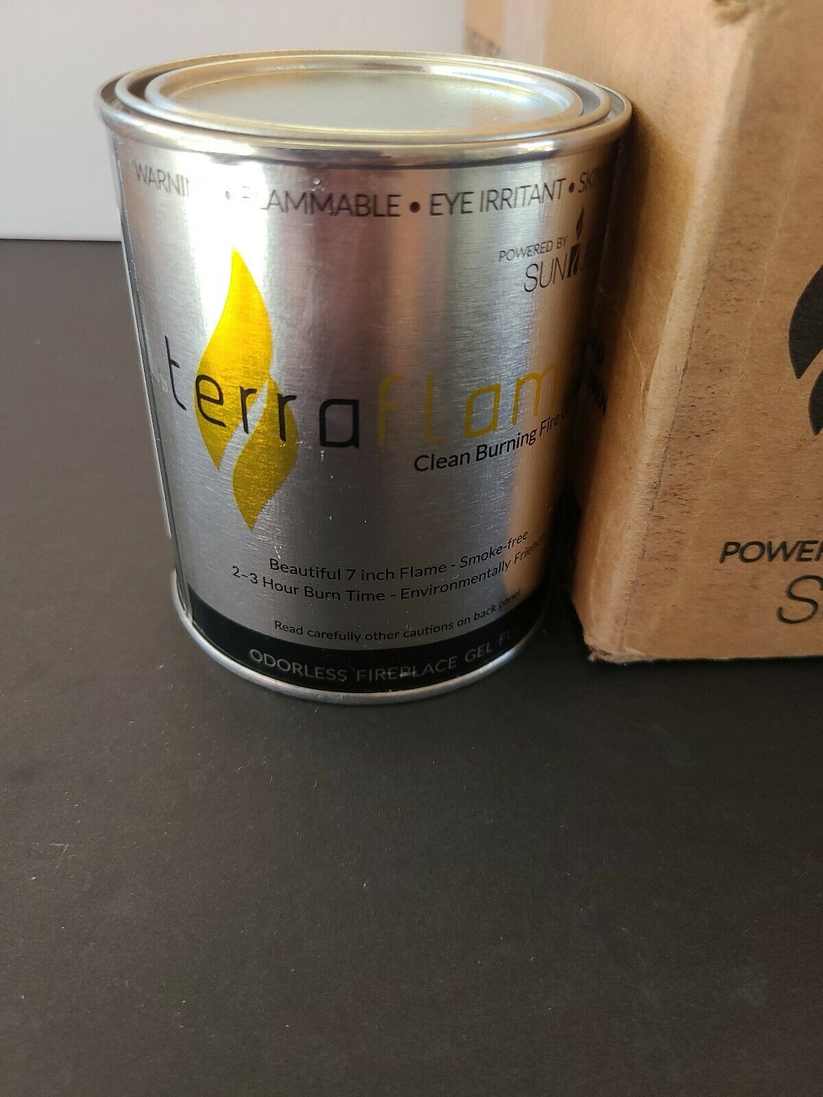 *(12) Terra Flame Clean Burning Fireplace Gel Fuel 13 oz Cans by SunJel Odorless - Fresh Stock Dated January 2026